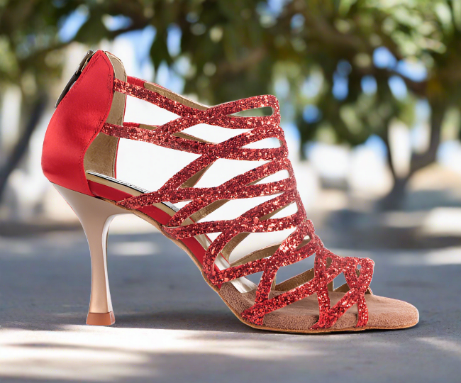 Portdance PD803 Pro Premium Red Satin Glitter Strictly4dancers