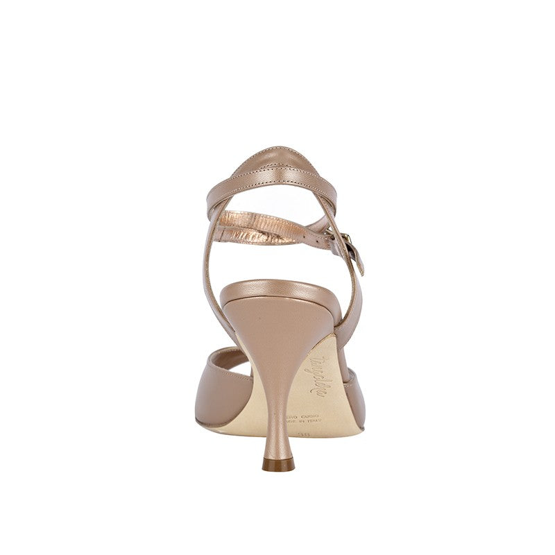 Naked Camel - Nude Leather T-Strap Tango Shoes 7