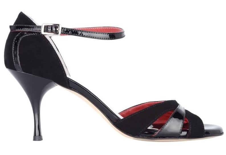 Tangolera A3 Camoscio nero Vernice nero 6 cm Heel Comfort Fit