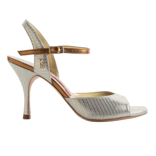 Tangolera ANITA, A1 Basic puntino platino Heel 8 cm
