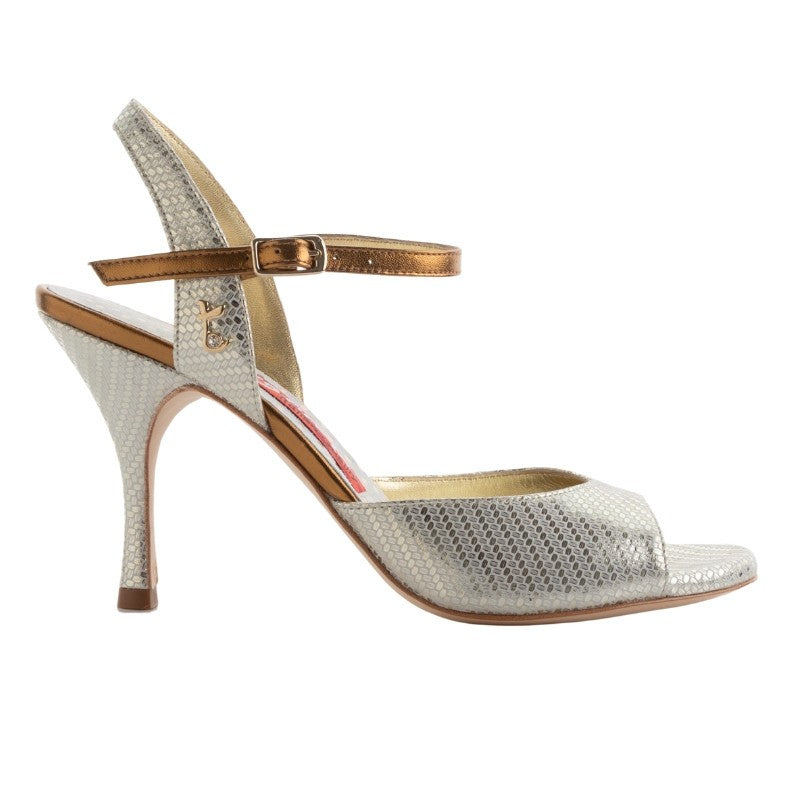 Tangolera ANITA, A1 Basic puntino platino Heel 8 cm