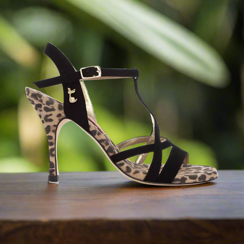 Tangolera A11 Leopard and Black,  Heel 7 cm, Normal width