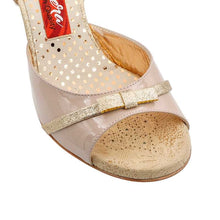 Tangolera  A1CL Patent Beige, Gold sparkle.  Heel 9 cm