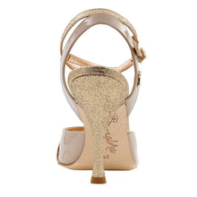 Tangolera  A1CL Patent Beige, Gold sparkle.  Heel 9 cm