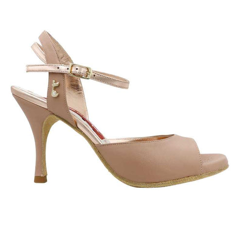 Tangolera  A2 Nappa Beige Buffalo suede Sole,  Heel 8 cm