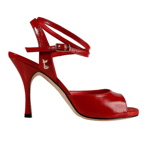 ID. Tangolera A31 Rosso Vernice Soft,  Heel 9 cm. Wide fit