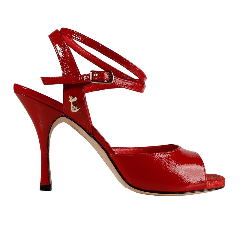 ID. Tangolera A31 Rosso Vernice Soft,  Heel 9 cm. Wide fit