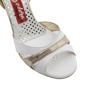 Tangolera. A6CL White/Silver,  Heel 8 cm