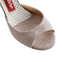 TANGOLERA A8 Camoscio Beige Stampa Fiori,  Heel 6 cm