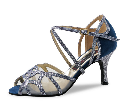 Nueva Adriana Printed leather / Suede – blue