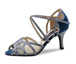 Nueva Adriana Printed leather / Suede – blue