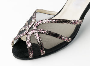 Werner Kern Blair Printed leather / Goat suede – black / bordo / silver
