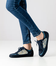 Werner Kern Carol Nappa leather / Brocade / Goat suede – blue / silver