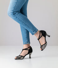 Werner kern Isla Suede / Printed leather – black / blue / silver