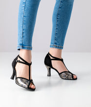 Werner kern Isla Suede / Printed leather – black / blue / silver