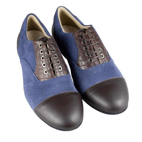 Tangolera 106 Oxford blue suede printed leather