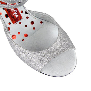 Tangolera A 31 Glitterino argento p.l. Heel 9 cm Wide Fit