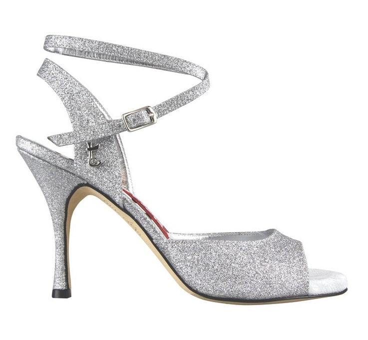 Tangolera A 31 Glitterino argento p.l. Heel 9 cm Wide Fit