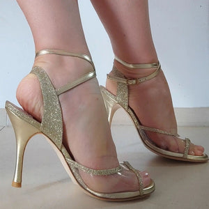 ID. TANGOLERA A1CL Gold Glass,  Heel 9 cm