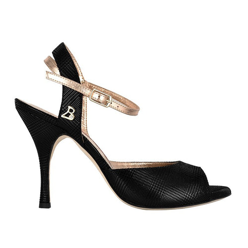 Tangolera  A2 Scozia Black / Laminato Rose Gold 9 Cm Heel