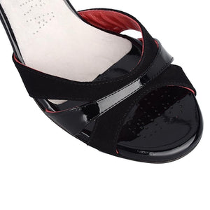 Bandolera  A3 Camoscio nero / Vernice nero 7 cm Heel Comfort Fit