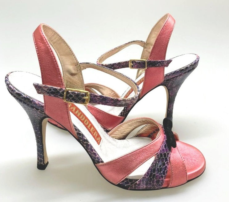 TANGOLERA A6 Pitoncino Lamiinato Corallo Heel 9 cm