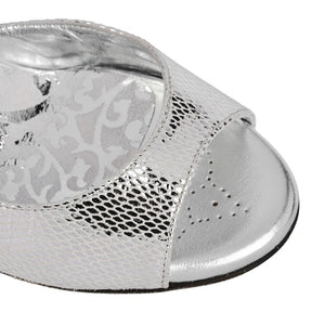Tangolera A8 Silver printed leather heel 9cm