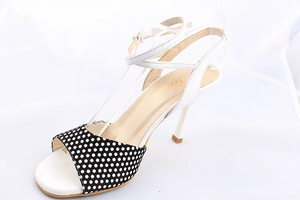Adornos Dots with White Ankle strap, 8cm Heel Size 37 Offer