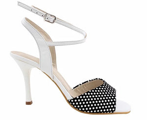 Adornos Dots with White Ankle strap, 8cm Heel Size 37 Offer