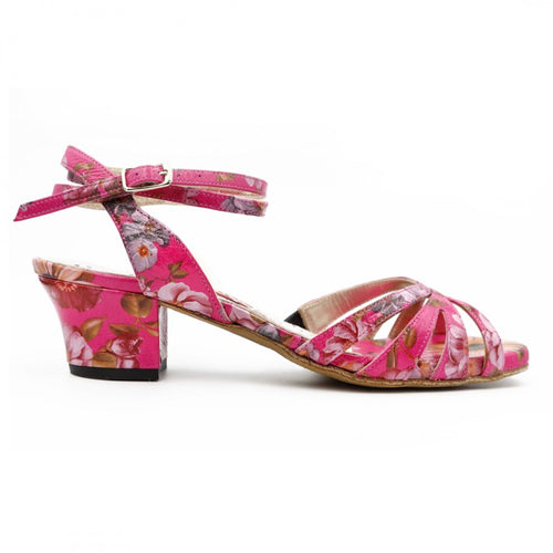 Tangolera   D32 Fucsia Fiori Heel 4 cm,  Comfort Fit