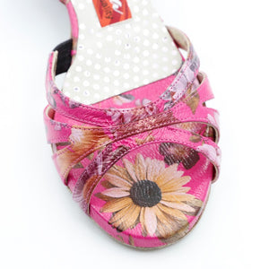 Tangolera   D32 Fucsia Fiori Heel 4 cm,  Comfort Fit