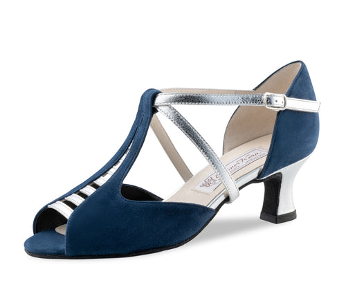 Holly Goat suede / Nappa leather – blue / silver
