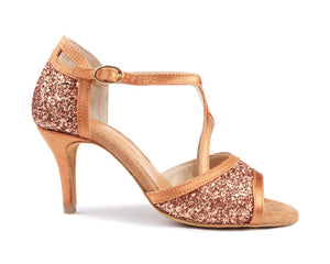 Portdance PD507 GLITTER DARK TAN SATIN size 34 offer 7cm Heel